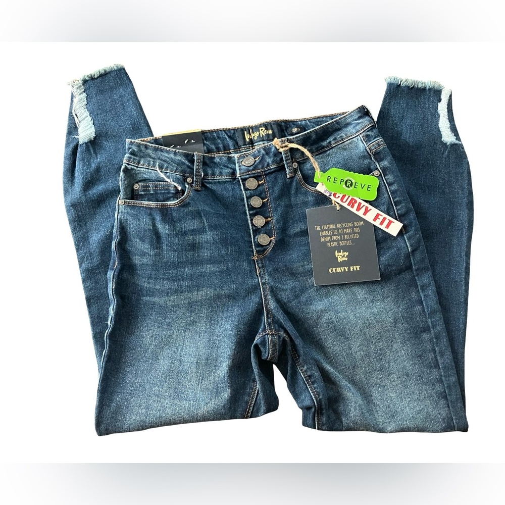 Indigo Rein High Rise Curvy Fit Narrow Leg Above Ankle Junior Blue Jean NWT 9/28